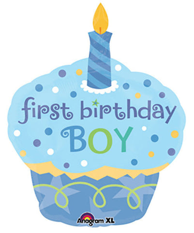 1st Birthday Boy Sweet little Cupcake Blue Balloon 91cm