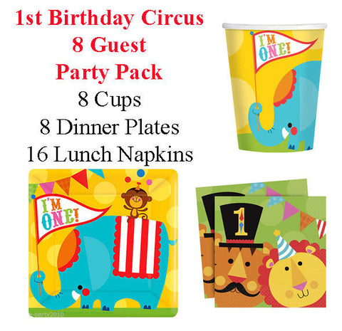 Circus 1st Birthday 8 Guest Pack
