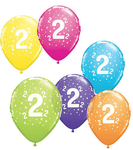 2nd Birthday Stars Printed Balloons 6 Pack