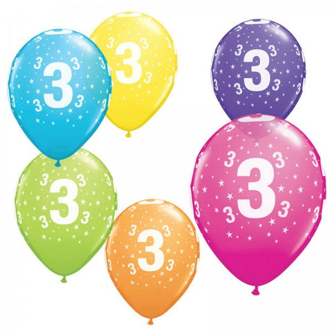 Age 3 Kids Stars Printed Balloons 6 Pack