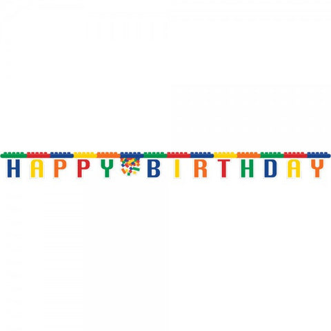 Lego Inspired Block Party Happy Birthday Banner