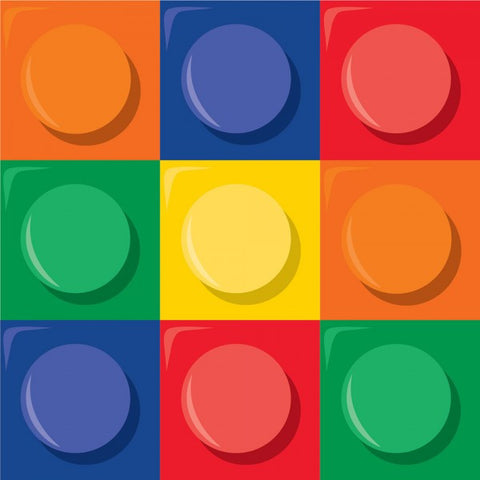 Lego Inspired Block Party Beverage Napkin 16 Pack