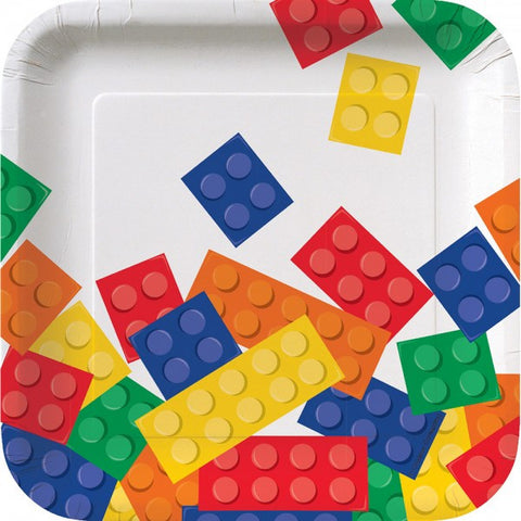 Lego Inspired Block Party Lunch Plates 8 Pack