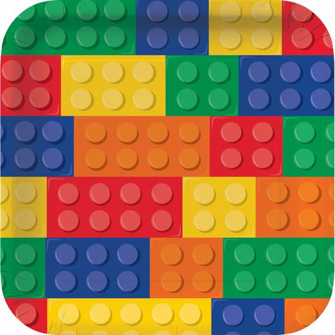 Lego Inspired Block Party Dinner Plates 8 Pack