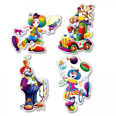 Circus Hanging Clown Cutouts 4 Pack