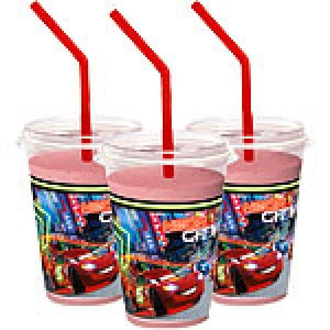 Disney Cars Neon Milkshake Cups With Lids And Straws
