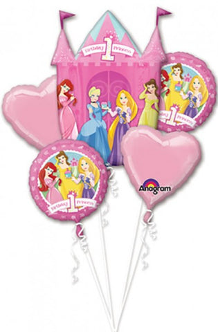 Disney Princess 1st Birthday 5 Foil Balloon Bouquet