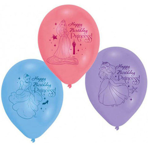 Disney Princess Happy Birthday Coloured Balloons 23cm 5 pkt
