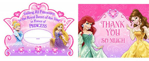 Disney Princess VIP 8 Invites and 8 Thank you