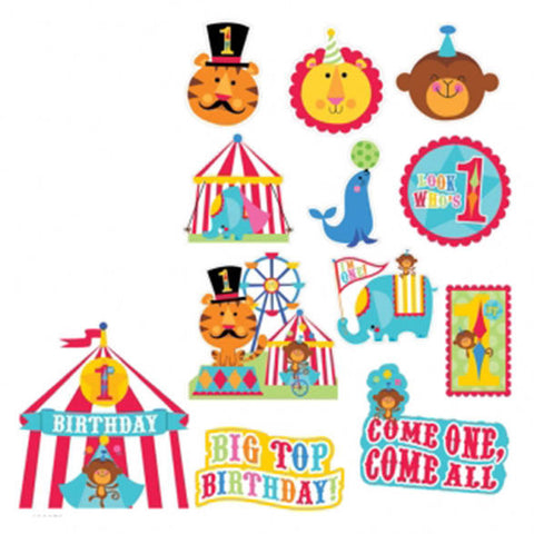 Circus 1st Birthday Cardboard Cutouts 12 pieces