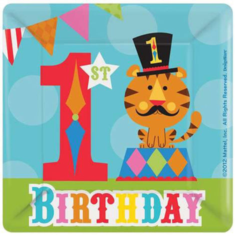 Circus 1st Birthday Dessert Plates 8 Pack