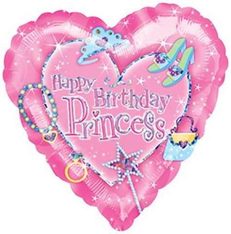 Happy Birthday Princess Love Heart 43cm Foil Balloon
