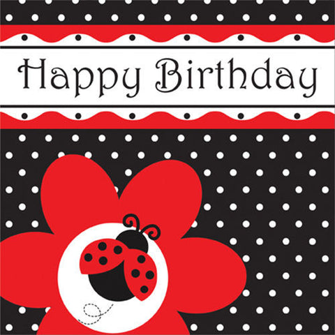 ladybug Fancy Happy Birthday Disposable Lunch Napkins 16 pkt