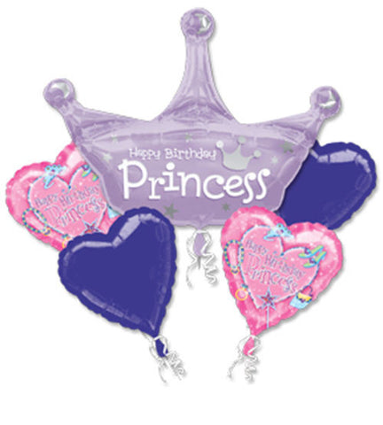Princess Happy Birthday 5 Foil Balloon Bouquet