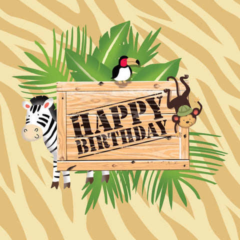 Safari Adventure Happy Birthday Lunch Napkins 16 Pack