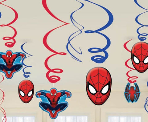 Spiderman Hanging Swirls Decorations 12 Pack