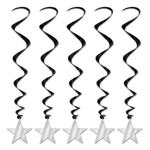 Stars Hollywood Party Supplies Black Silver Star Whirls