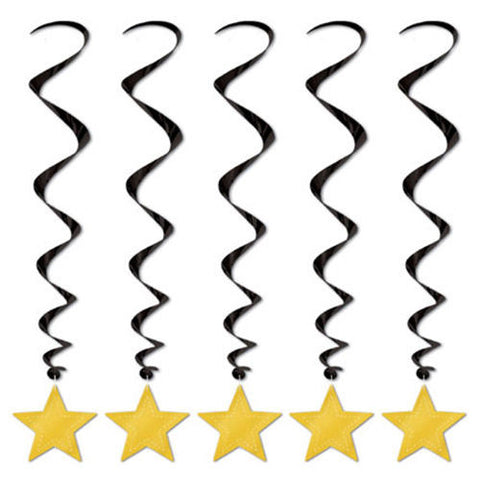 Stars Hollywood Black Gold Star Party Whirl Decorations