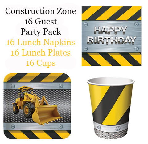 Construction Zone 16 Guest Party Pack