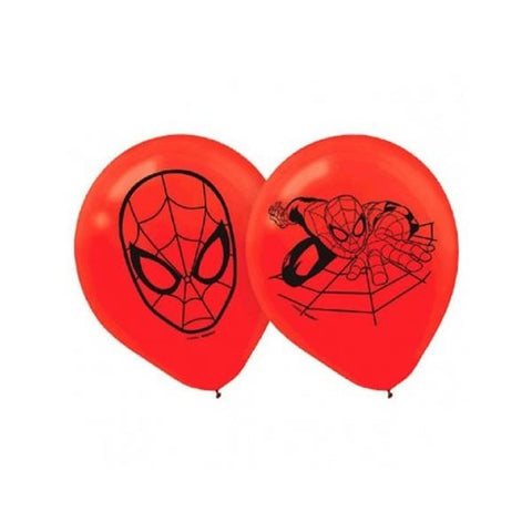 Spiderman Latex Balloons 6 Pack Red